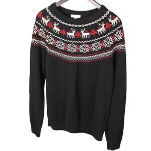 Charter Club Cotton‎ Winter Reindeer Winter Ski Christmas Holiday Sweater Mens L